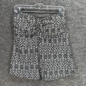 Jones New York Tankini Top Women 16 Black Geometric Strapless Push Up Nylon